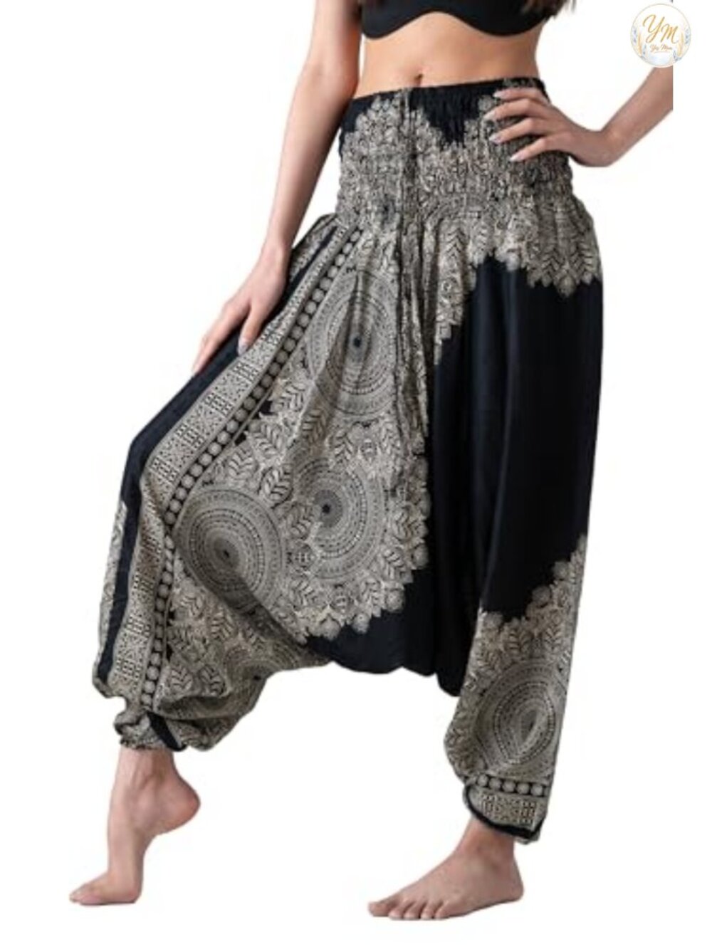 Boho Harem Pants, Elastic Waist & Ankles, Lightweight Rayon, Yoga, Beach
